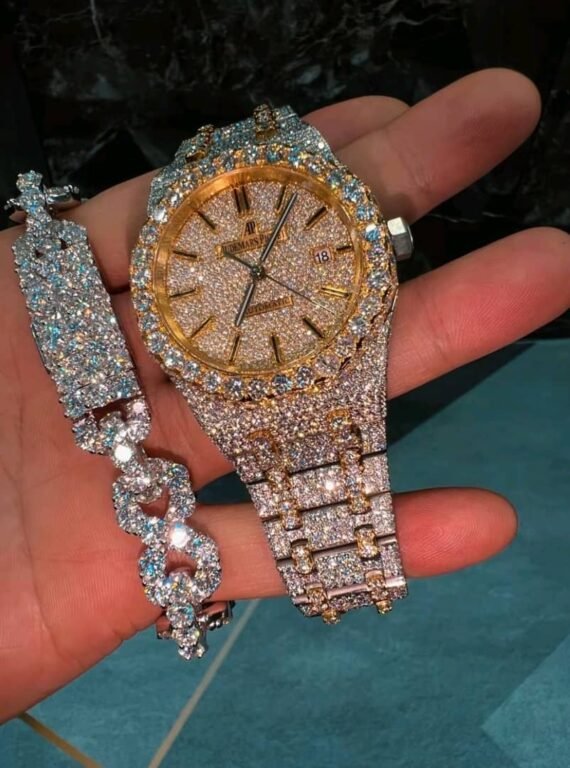 VVS Moissanite AP Cronograph Watch Rapper Jewelry Set Handmade Jewelry