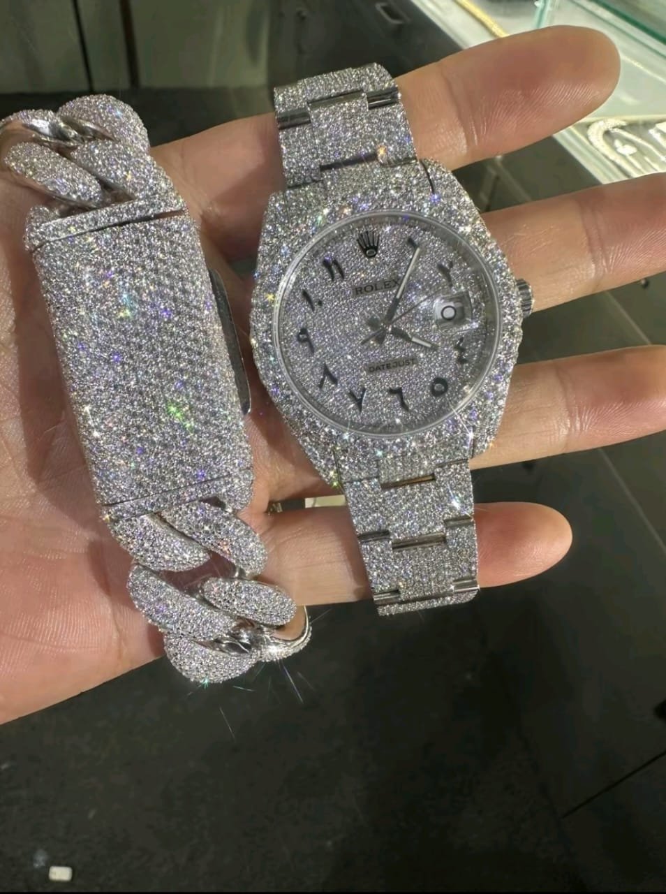 A Moissanite Diamond Watch | Moissanite watch | Custom Made diamond watch | WATCH & Bracelet set W 221 0 Reviews