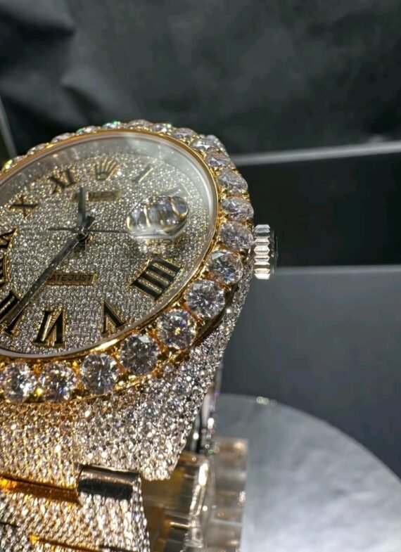 Completely Iced Out Two Tone Rolex Datejust