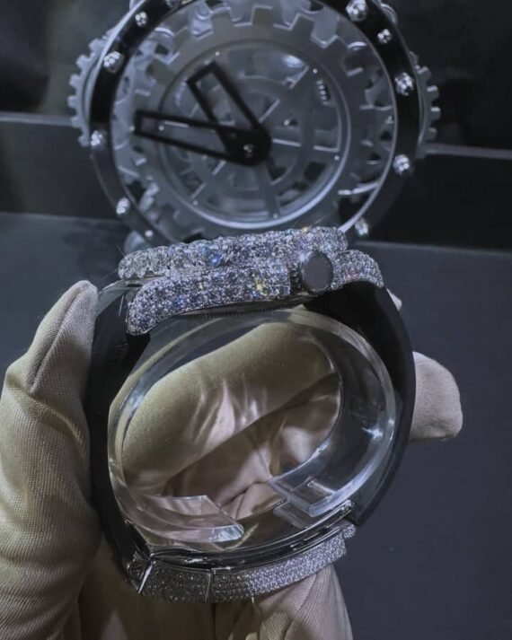 Moissanite Watch Custom Hand Made VVS Moissanite Diamond Watch Iced Out Hip Hop Watch for Men