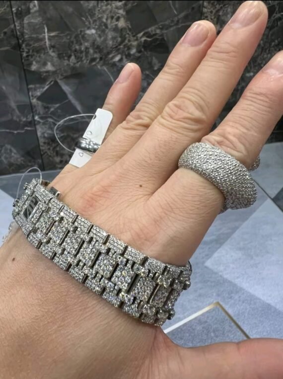 A Moissanite Diamond Watch | Moissanite watch | Custom Made diamond watch | WATCH & Bracelet set W 221 0 Reviews