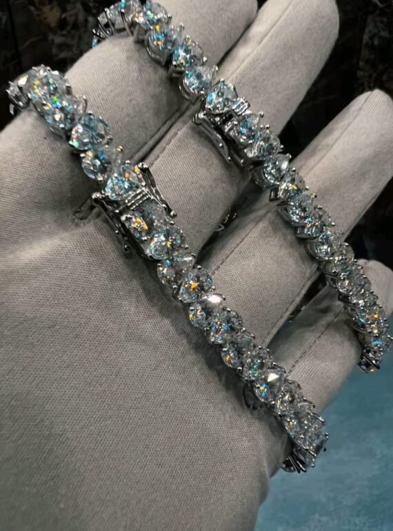 Hip Hop VVS Cadeia Tênis para Mulheres, Colar de Diamante Moissanite Zircon, Jóias Geladas, 3mm, 4mm, 5mm, 925 Sterling Silver