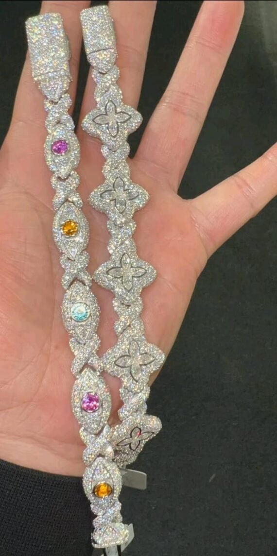 Moissanite Evil Eye Eternity Bracelet - White Gold