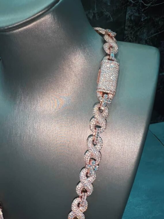 Pear Flower 94 1/2 CT Real Diamond Infinity Link Necklace 18mm 10K Rose-White...