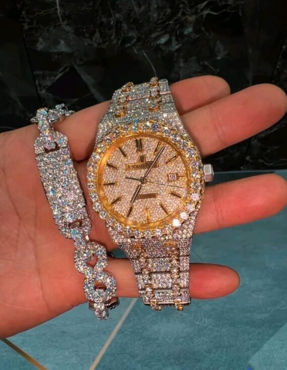 VVS Moissanite AP Cronograph Watch Rapper Jewelry Set Handmade Jewelry