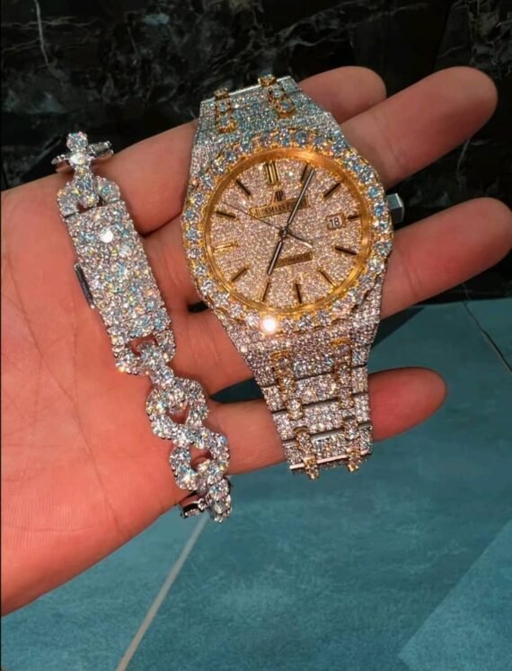 VVS Moissanite AP Cronograph Watch Rapper Jewelry Set Handmade Jewelry