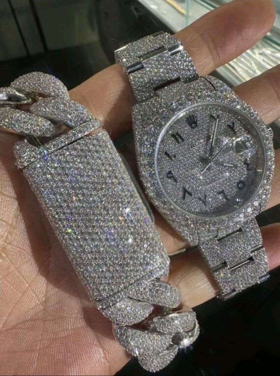 A Moissanite Diamond Watch | Moissanite watch | Custom Made diamond watch | WATCH & Bracelet set W 221 0 Reviews