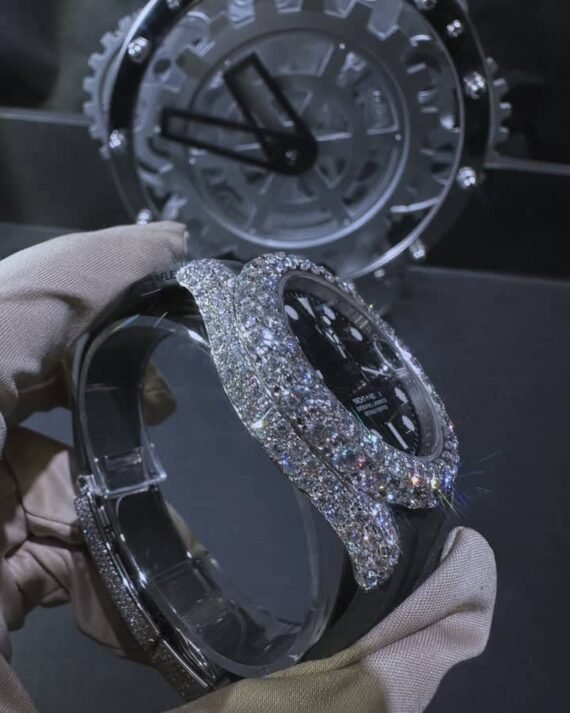 Moissanite Watch Custom Hand Made VVS Moissanite Diamond Watch Iced Out Hip Hop Watch for Men
