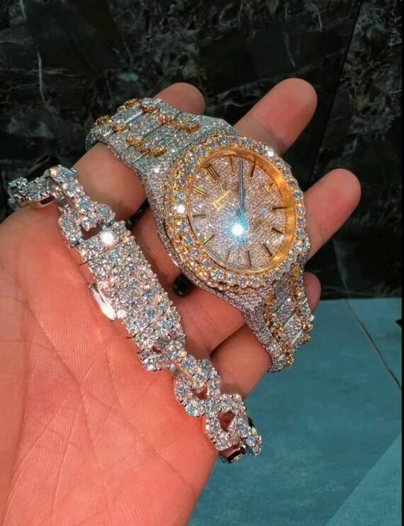 VVS Moissanite AP Cronograph Watch Rapper Jewelry Set Handmade Jewelry