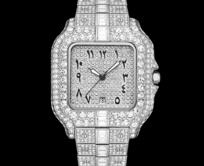 VVS Arabic Numerals Luxury Square Dial Iced Out Diamond Watch, Hip Hop Watch