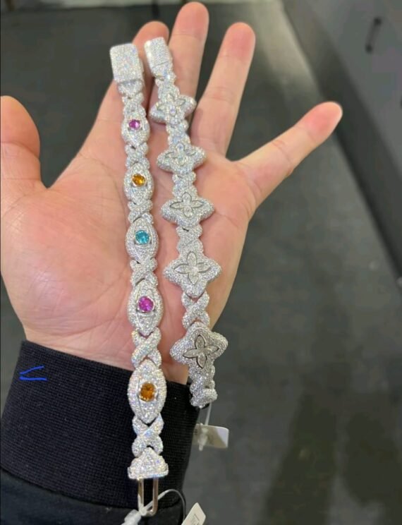 Moissanite Evil Eye Eternity Bracelet - White Gold