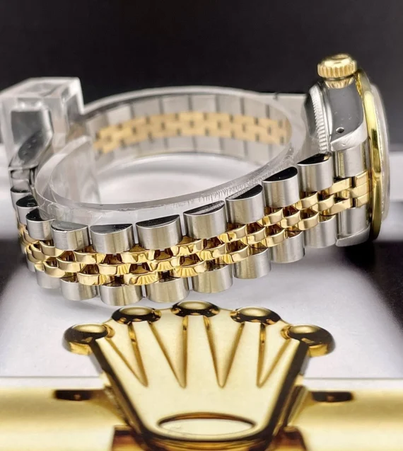 Rolex Ladies Datejust 26mm 18kGold & Steel Watch ICED 1.0ct Diamonds White Dial