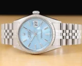 ROLEX MENS DATEJUST 16014 18K WHITE GOLD STEEL ICE BLUE DIAL JUBILEE WATCH