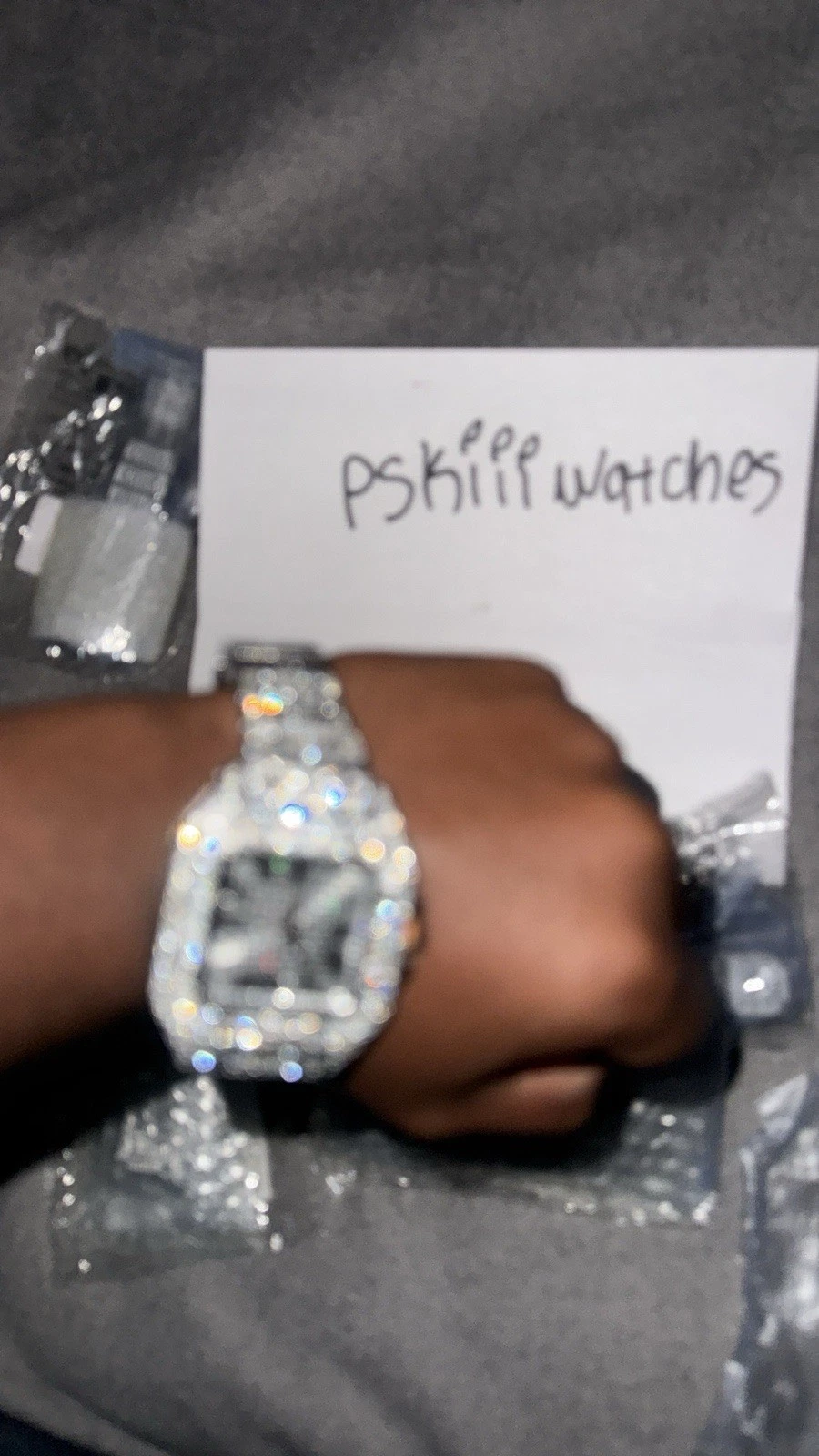 Stimulated Carti Styled Iced Out Square Face Watch Bust Down Style Quartz Men’s