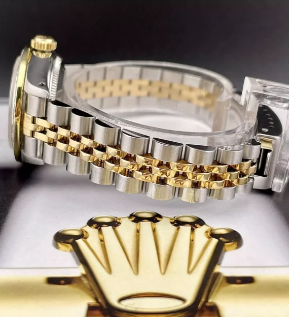 Rolex Ladies Datejust 26mm 18kGold & Steel Watch ICED 1.0ct Diamonds White Dial