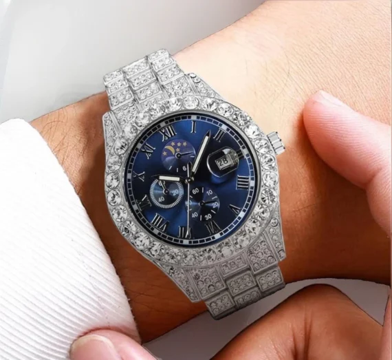 Luxury Iced Out Watch Blue Icy