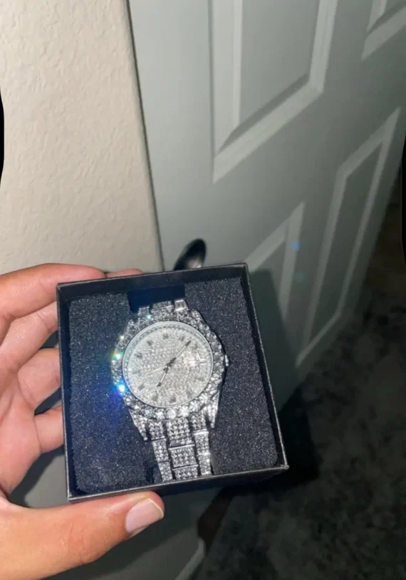 Moissanite Diamond Watch Iced Out Watch Stainless Steel