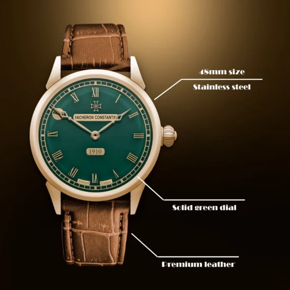 Vacheron Constantin Swiss Mens Mechanical Watch Green Dial Luxury Wristwatch