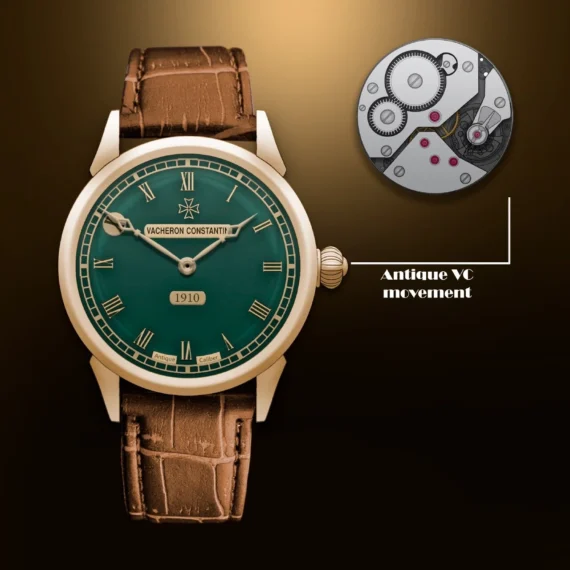 Vacheron Constantin Swiss Mens Mechanical Watch Green Dial Luxury Wristwatch