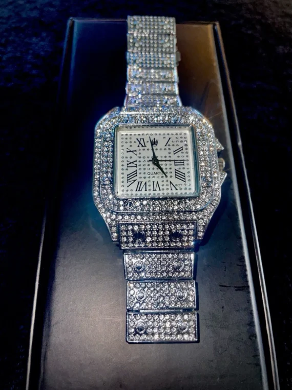 Iced Out Cz Watch Stainless Steel Swiss - Quartz