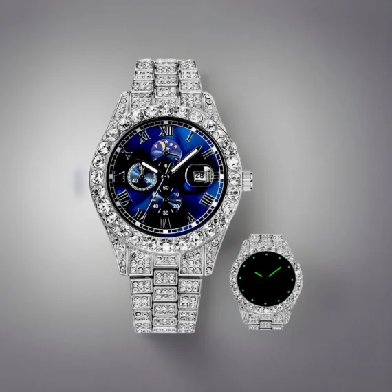 Luxury Iced Out Watch Blue Icy