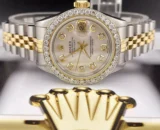 Rolex Ladies Datejust 26mm 18kGold & Steel Watch ICED 1.0ct Diamonds White Dial