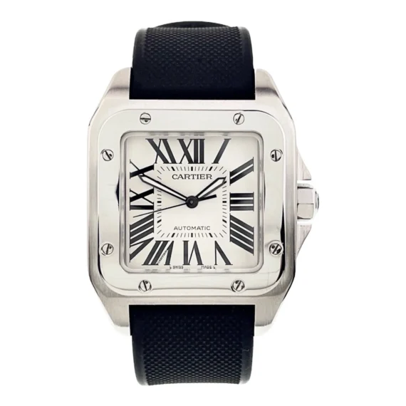 Cartier Santos Stainless Steel White Dial Large Automatic Men's Watch W20073X8