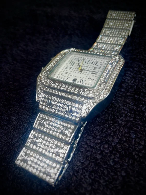 Iced Out Cz Watch Stainless Steel Swiss - Quartz