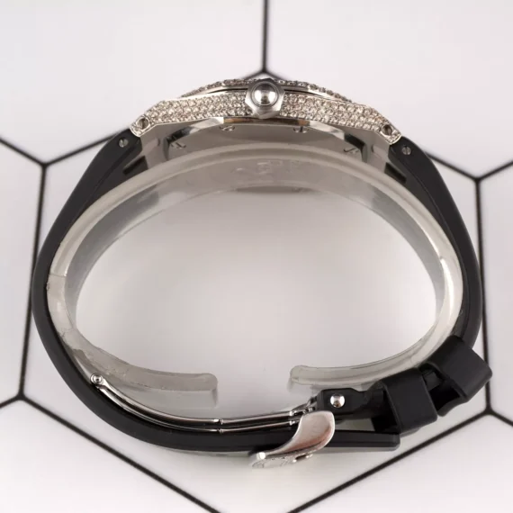 AUDEMARS PIGUET Lady Royal Oak 33mm Iced 8ct Diamonds Black Dial Watch 67620ST