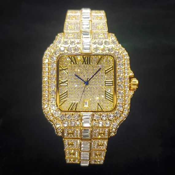 Luxury Diamond Watch for Men Hip Hop Style Bling Bling Iced Out Wristwatch Fashi