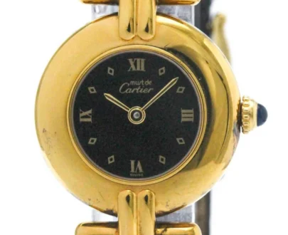 Vintage Cartier Must Colisee 590002 Black Quartz Ladies Watch with box